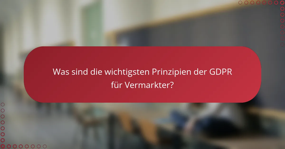 Was sind die wichtigsten Prinzipien der GDPR für Vermarkter?