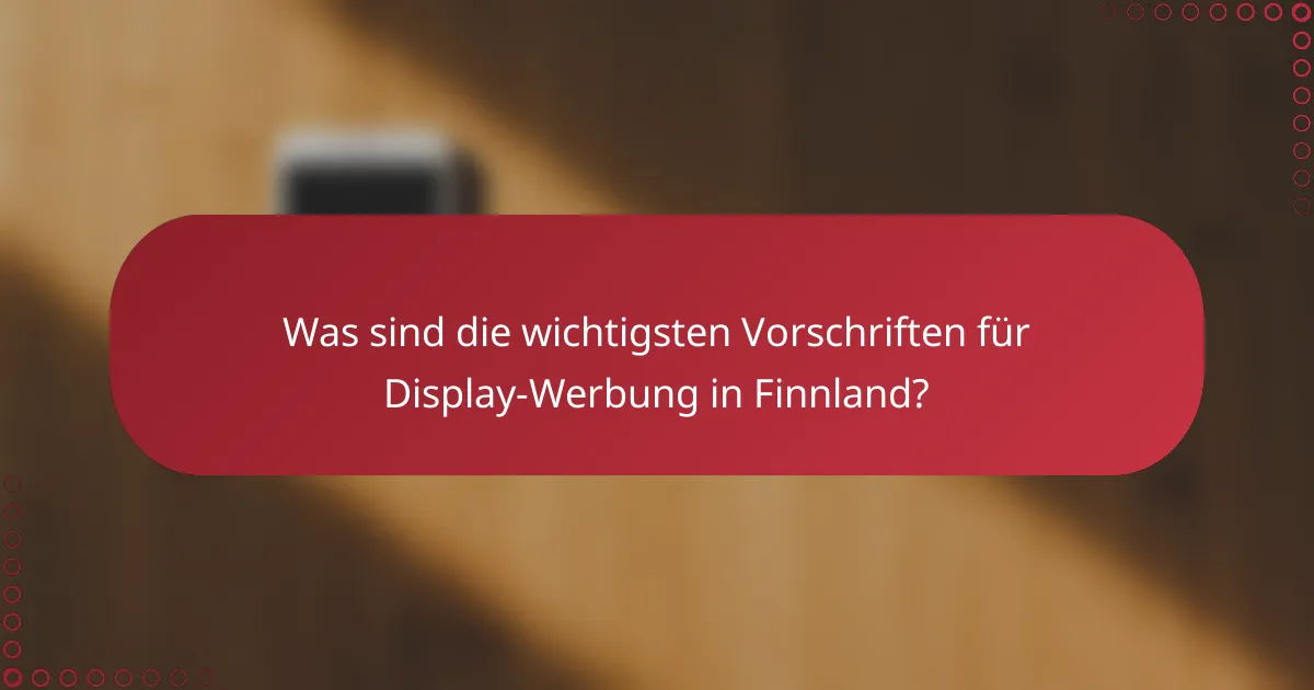 Was sind die wichtigsten Vorschriften für Display-Werbung in Finnland?